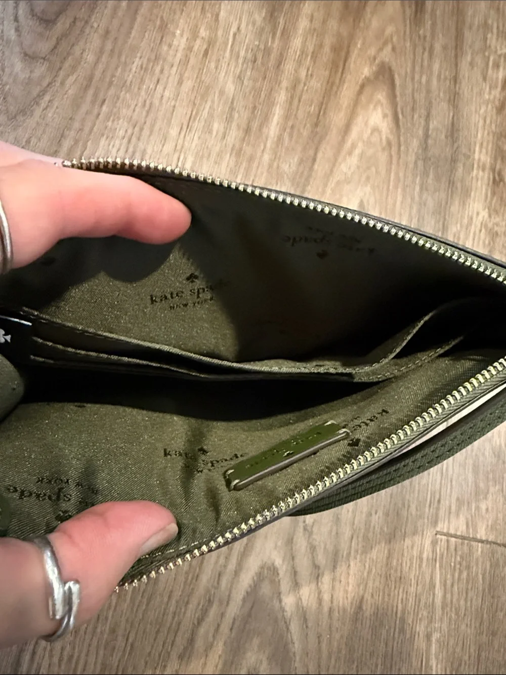 Kate Spade New York Leather Wristlet in Olive Green